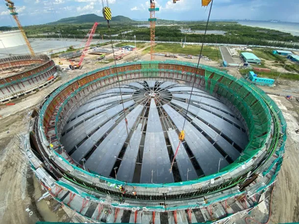 Successful Installation of the Dome of the 120,000-Cubic-Meter Cryogenic Ethane Storage Tank for Vietnam Long Son Project